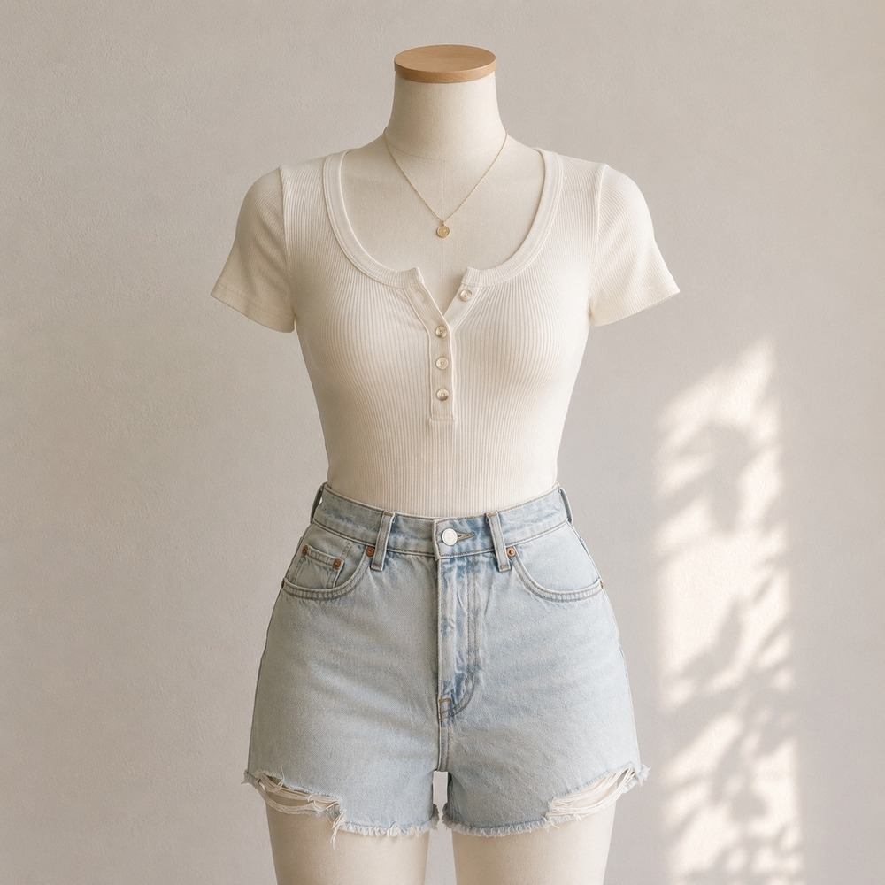 American Eagle Strigid Light Wash Distressed High Rise Denim Shorts Womens 12